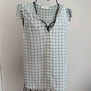 Sophie Rue Sage Green and White Checkered Sleep Top